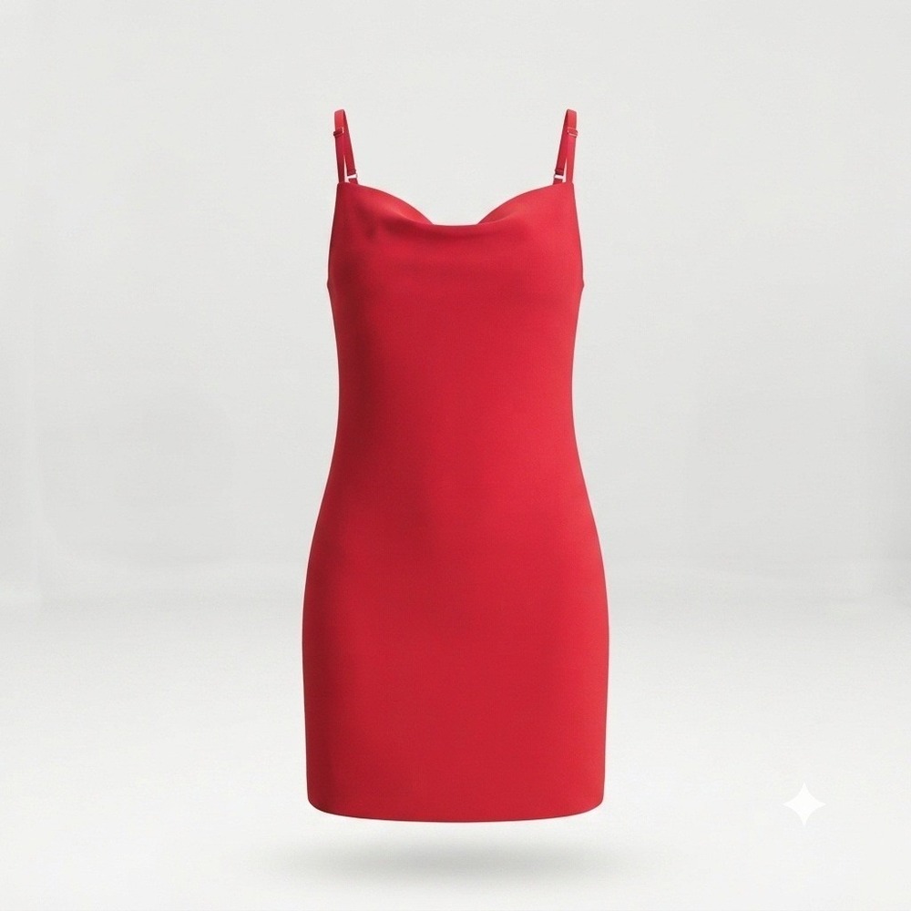 A Love Like You Mini Dress Women S Red Cowl Neck Adjustable Strap CD-9343